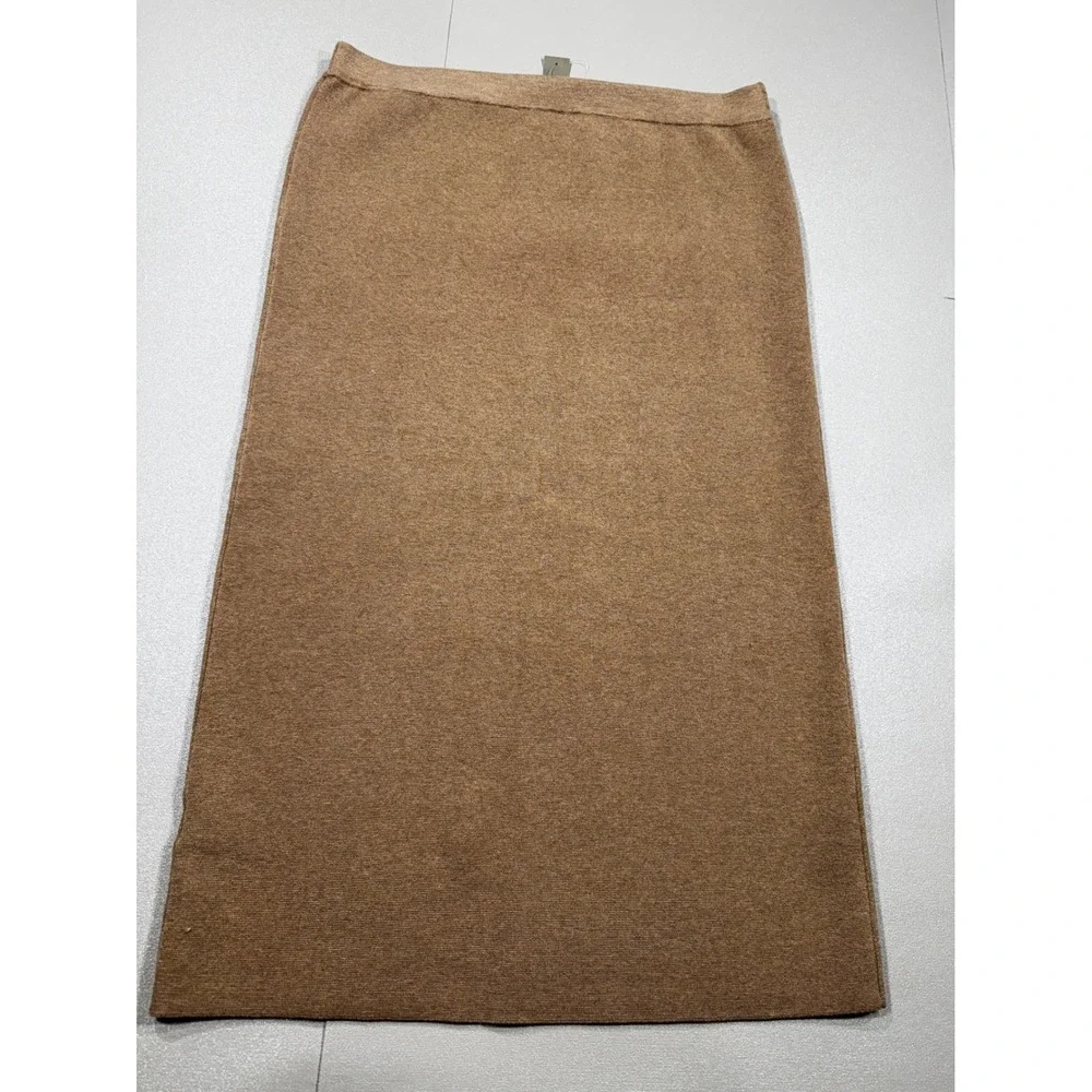 NWT J.Crew Women Brown‎ Knit Sweater Midi Skirt BV988 Heathered Caramel L
